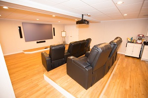 A basement turned into a home theater in Bridgewater